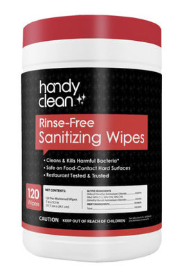120 passages à sec d'un chiffon pour Rinse Free Sanitising Wipes Manufacturer tuent 99,99% de bactéries