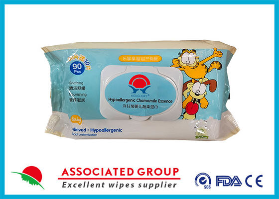 90 pièces de lingettes humides naturelles dégradables pour bébé avec essence de camomille hypoallergénique
