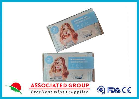 Package unique 20 lingettes Acide transparent hydratant Démaquillant Lingettes quotidiennes de nettoyage du visage serviettes
