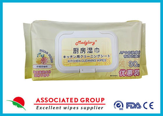 Retirer l'huile et la graisse Désinfecter les surfaces Nettoyage ménager lingettes humides serviette de cuisine, 30 pièces Tissu humide de cuisine
