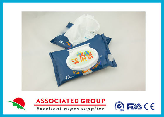 Chiffons humides biodégradables non-tissés de Flushable pour la salle de toilette de toilette d'enfants d'adultes